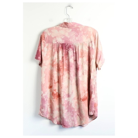 Torrid pink tie-dye button-down shirt shortsleeve Coachella festival plus size 1 - Picture 3 of 6